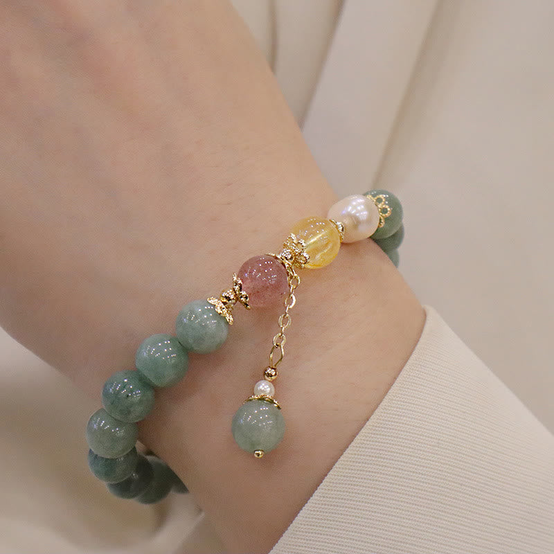 Jade Prosperity Abundance Bead Bracelet for Luck