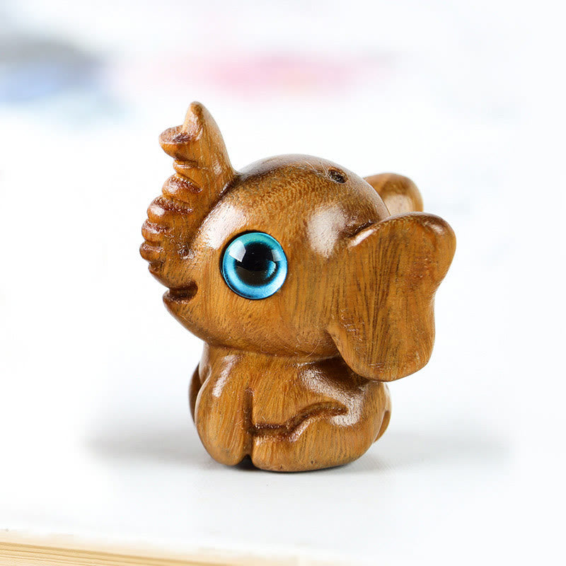 Mini Elephant Carved Decoration in Sandalwood for Protection & Luck