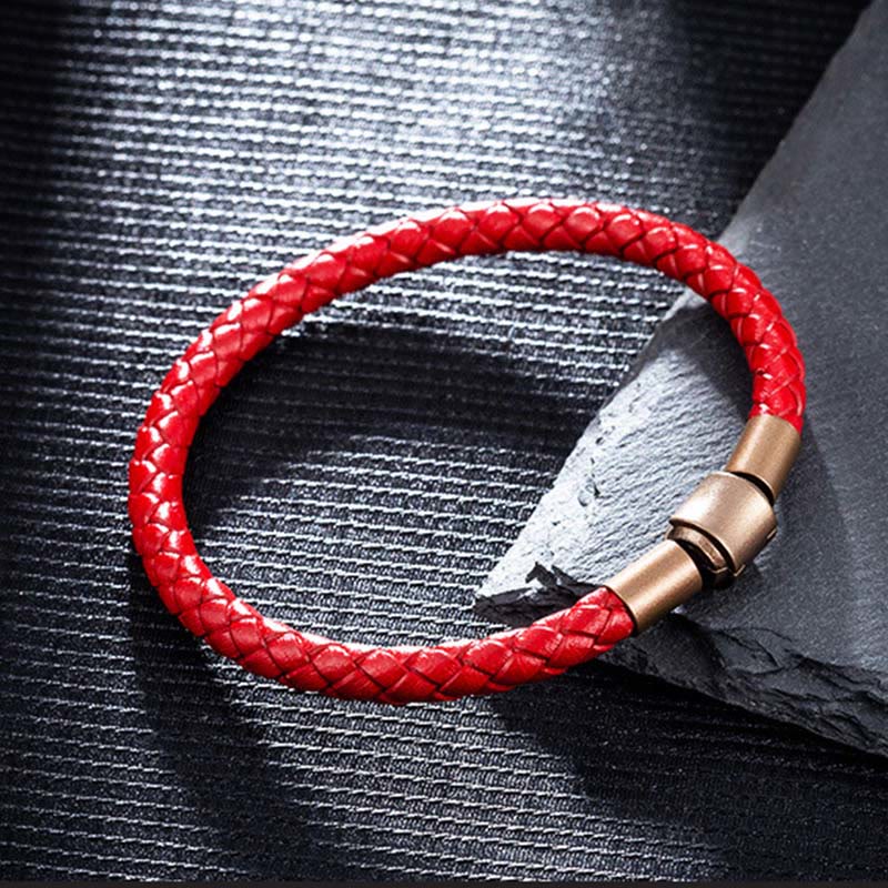 Unisex Vintage Red String Luck Bracelet 4-5mm Leather Rope