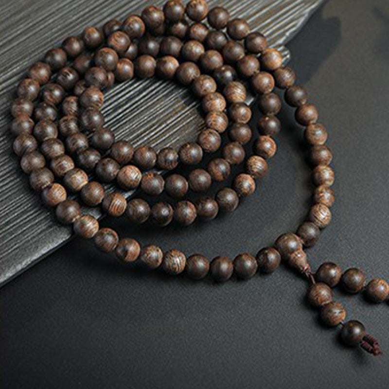 Agarwood 108 Wood Mala Beads Peace Strength Bracelet