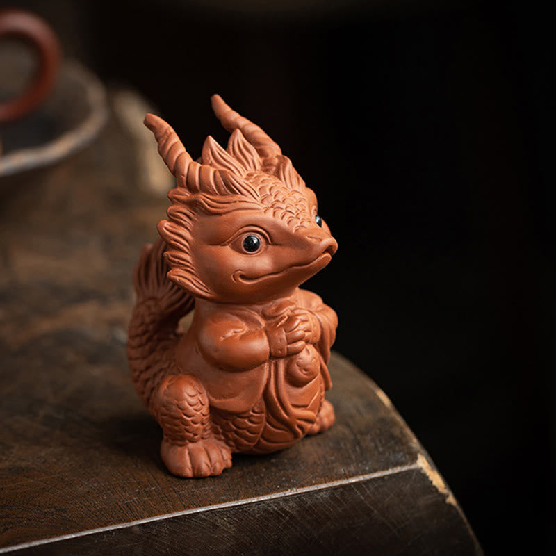 Purple Clay Luck Dragon Tea Pet Figurine | Spiritual Statue