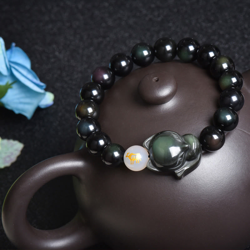 10mm Rainbow Obsidian Protection Bracelet