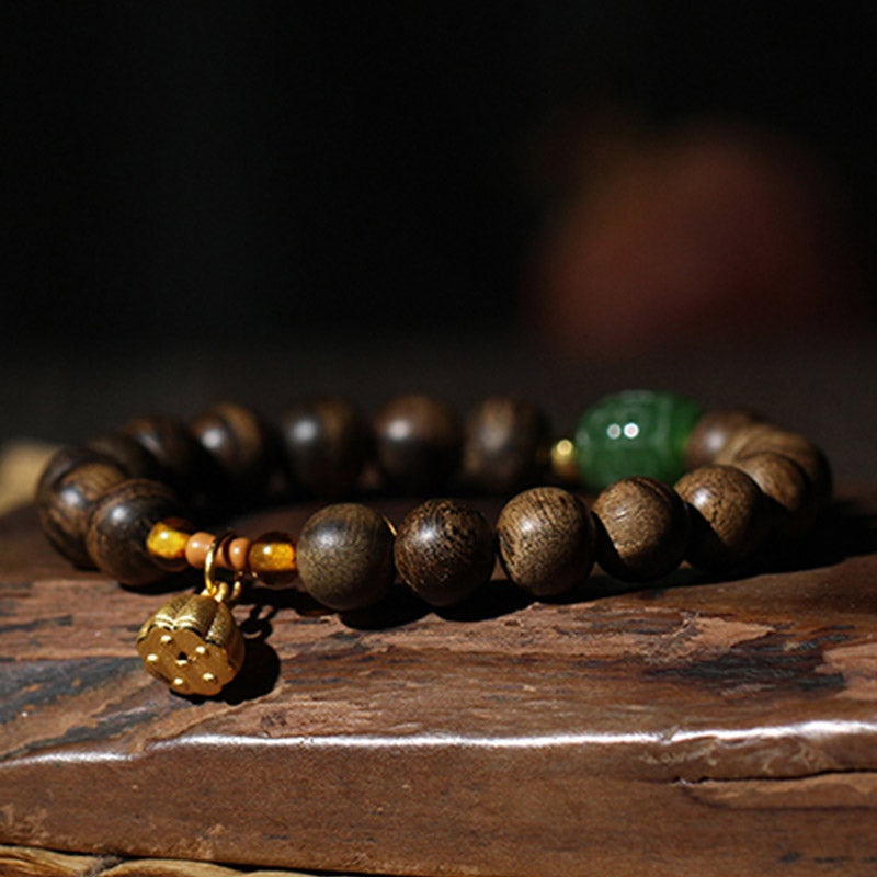 8mm Brunei Agarwood Lotus Peace & Strength Bracelet