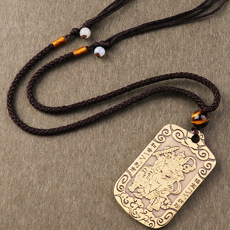 Tiger Eye God of Wealth Necklace | Copper Protection Charm