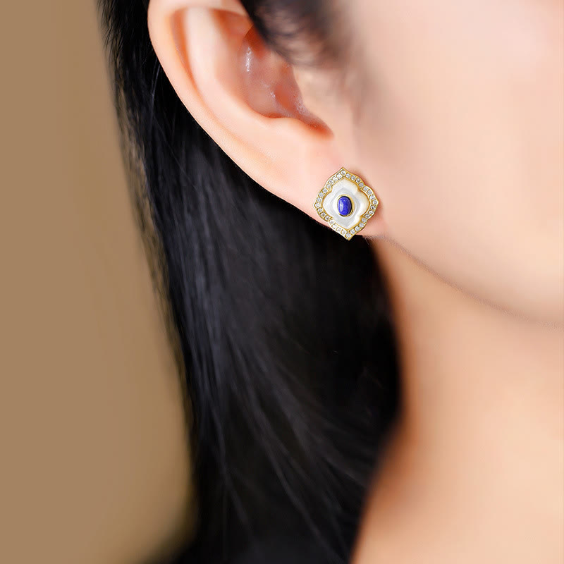 Sterling Silver Tridacna Lazurite Spiritual Necklace & Earrings Set