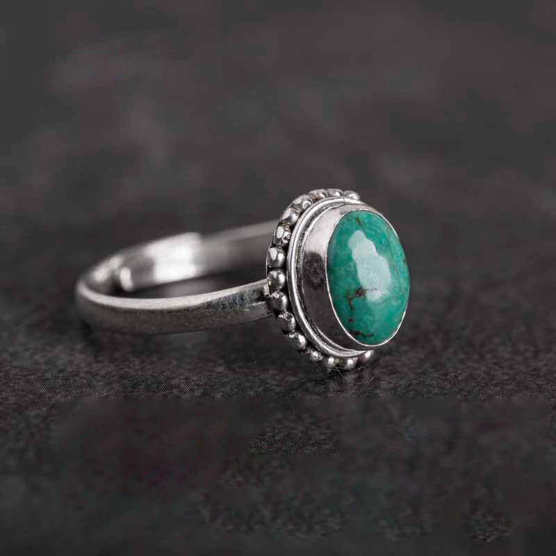 Adjustable Turquoise Ring 925 Sterling Silver Wisdom