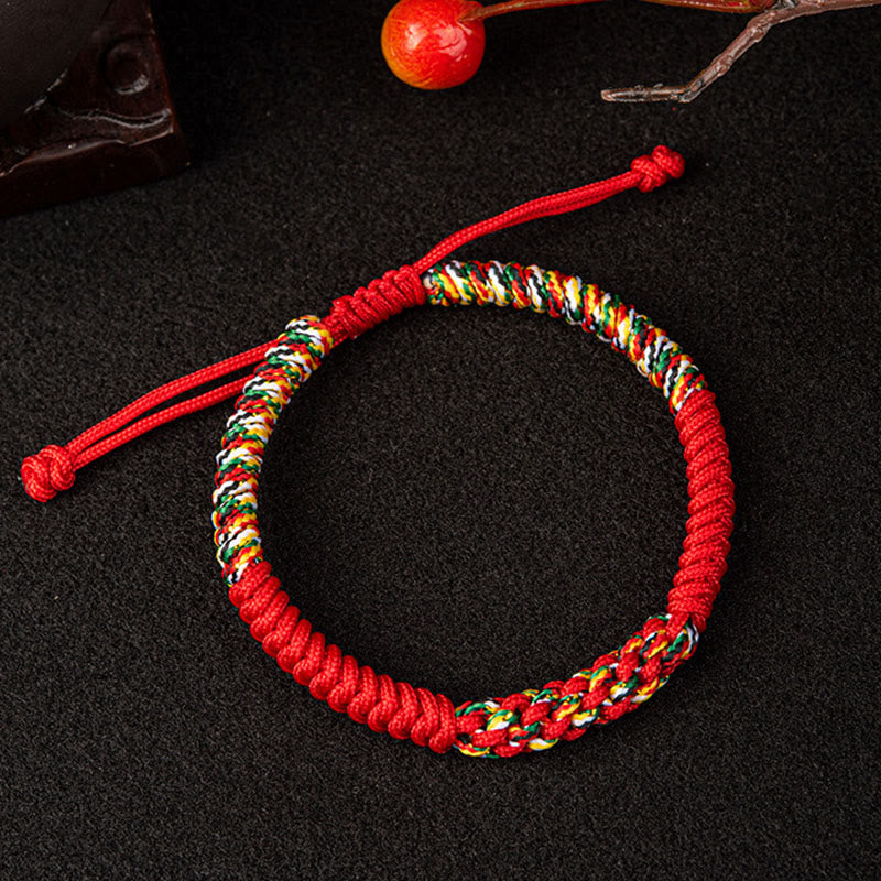 Handmade Red String Bracelet for Protection & Luck, Tibetan Style