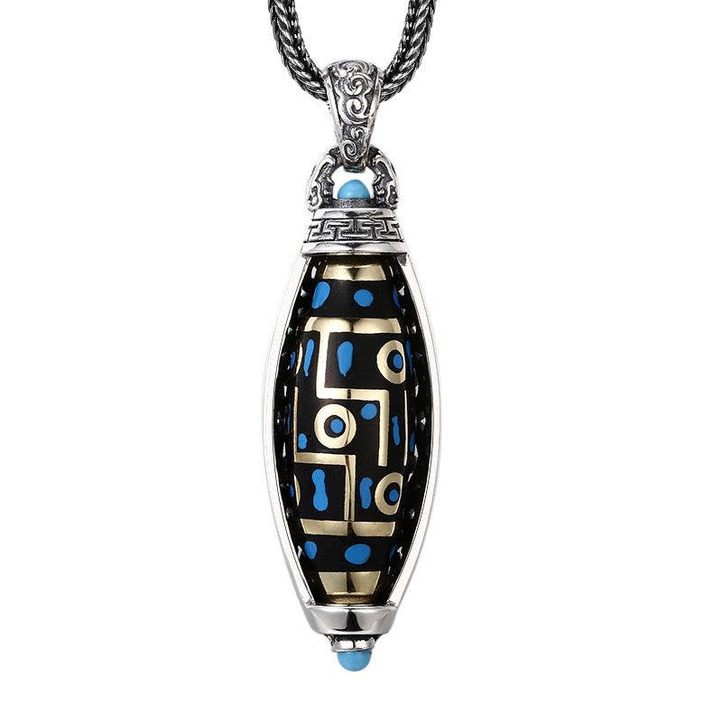 Om Mani Padme Hum Necklace | Nine-Eye Dzi Pendant Peace & Purity