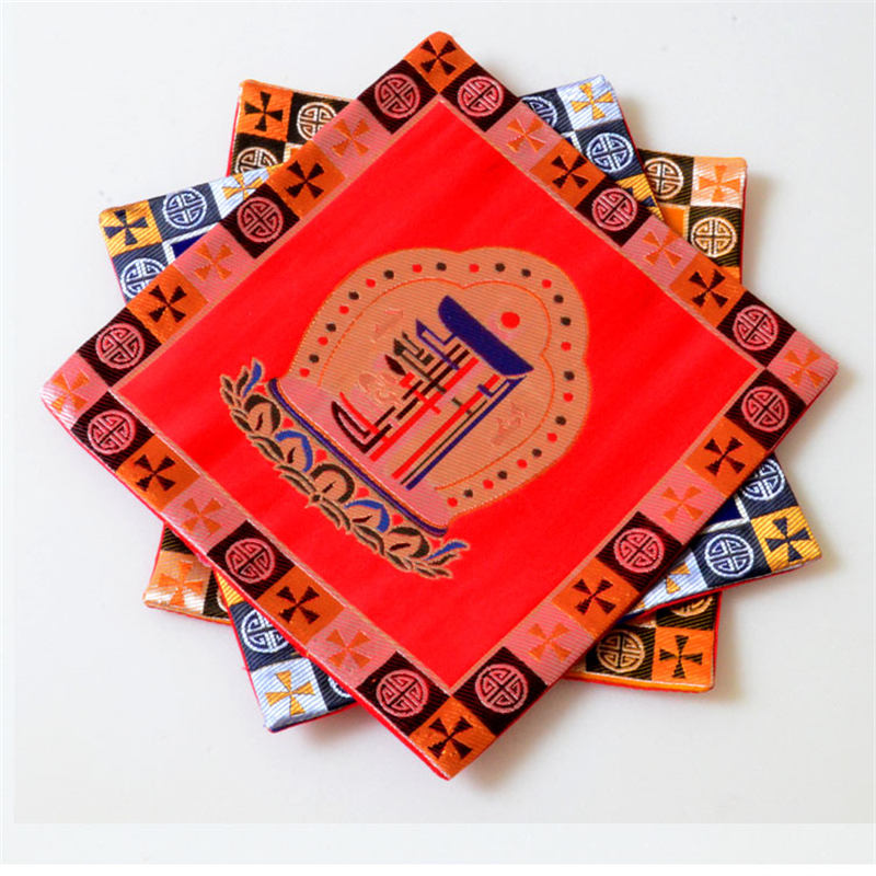 Cotton Prayer Altar Mat 21cm | Man-Bcu Kalachakra Symbol
