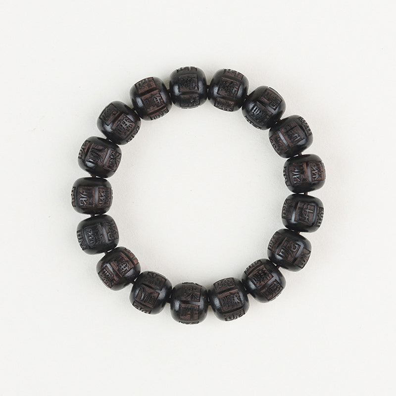 Ebony Wood Om Mani Padme Hum Balance Bracelet 13mm Unisex