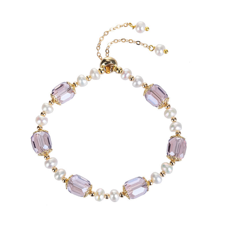 Amethyst Pearl Peace Healing Bracelet 14-16cm Wrist