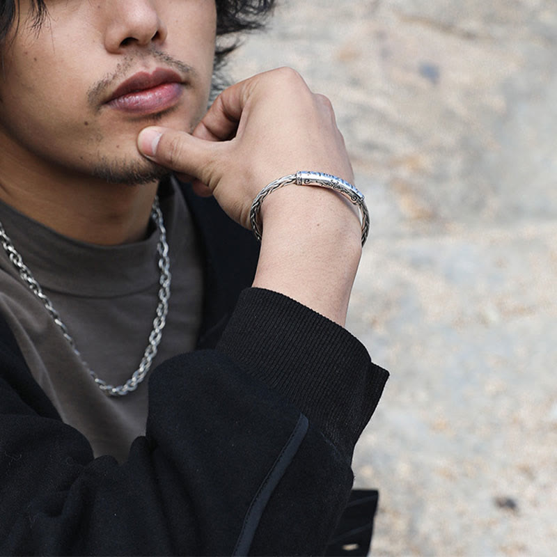 Adjustable Copper Om Mani Padme Hum Focus Cuff Bracelet