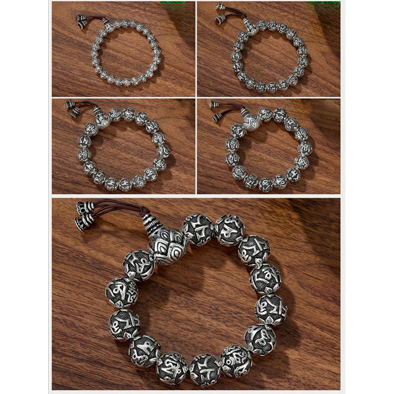Om Mani Padme Hum Alloy Bracelet | 8mm Spiritual Protection Beads