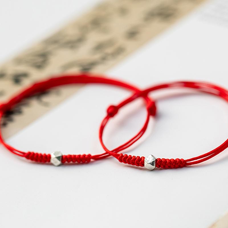 925 Sterling Silver Red String Protection Bracelet Unisex