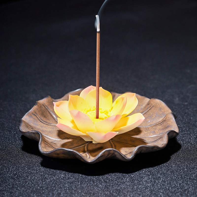 Tibetan Lotus Ceramic Incense Burner | Blessing Decor