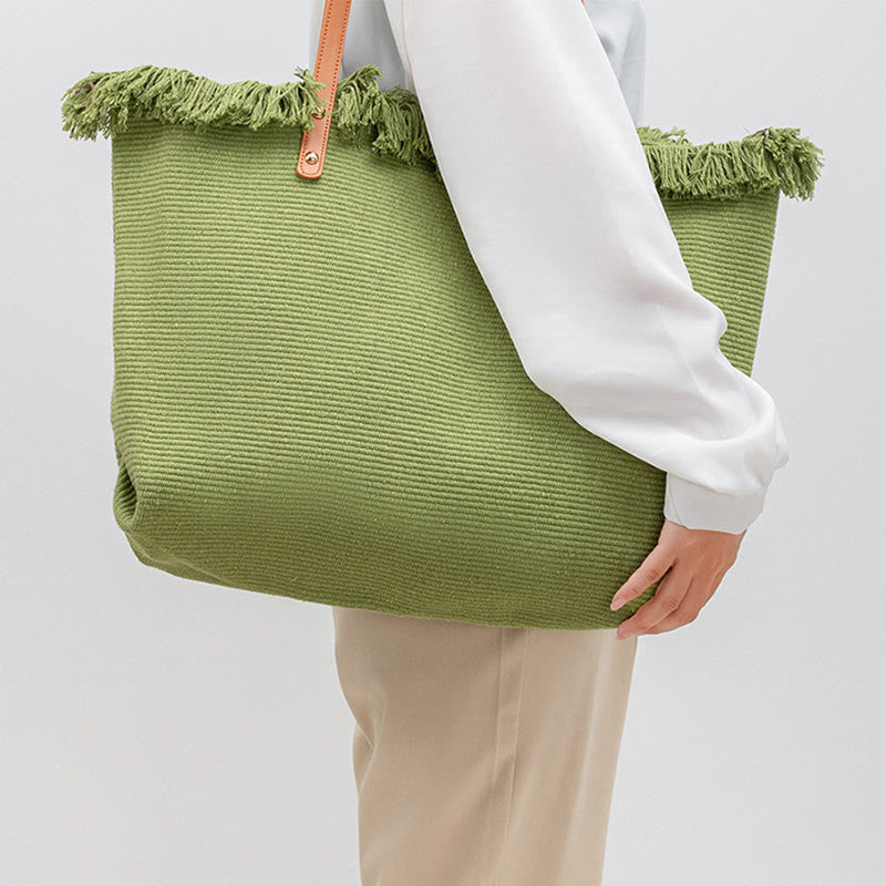 Large Capacity Canvas Tote Bag with Tassel | Spiritual Accessories