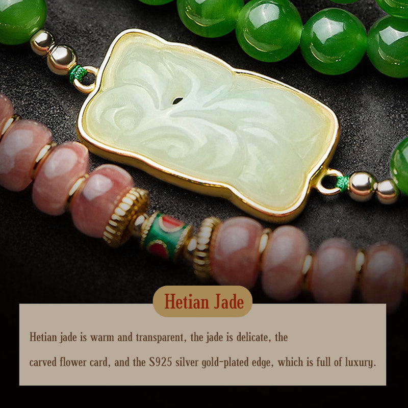 108 Beads Cyan Jade Buddha Bracelet for Luck & Healing Harmony