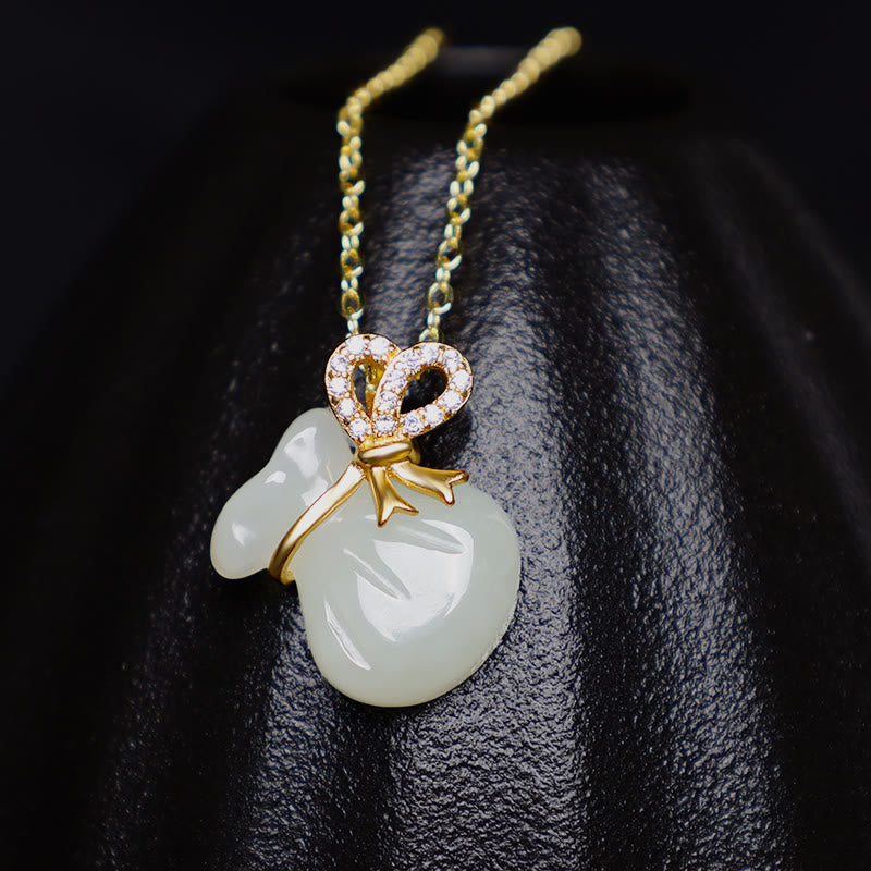 Hetian White Jade Luck Money Bag Necklace | Jade Jewelry