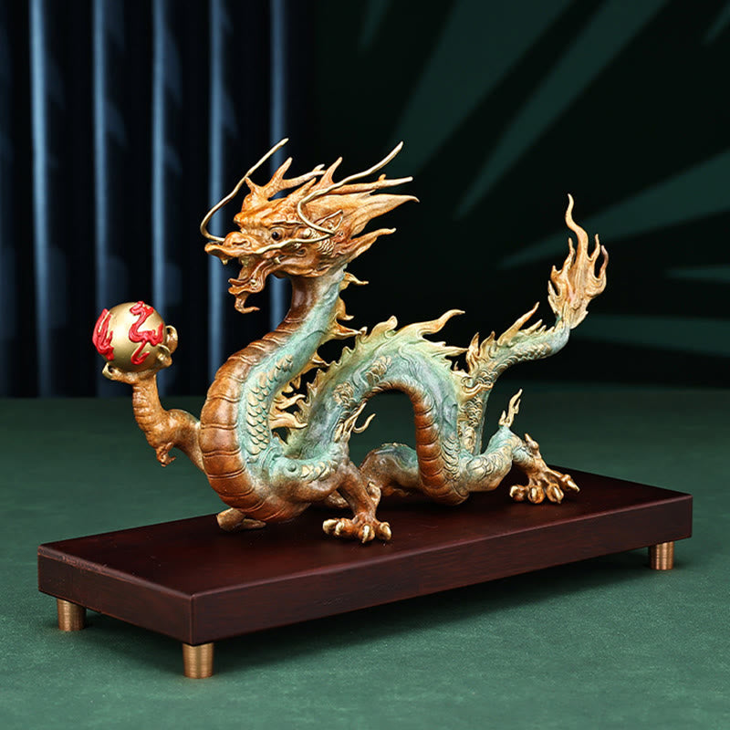 Brass Dragon Office Decoration | Feng Shui Luck Success 31cm