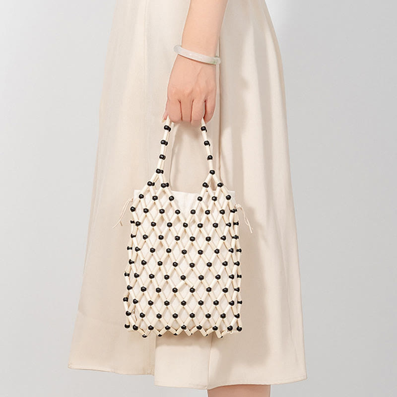 Hand-woven Mesh Hollow Wooden Beads Bag | Spiritual Jewelry