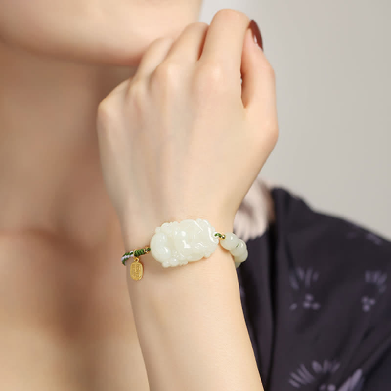Hetian Jade Luck Bracelet | 925 Sterling Silver String