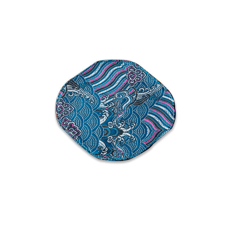 Sea Wave Bamboo Plum Blossom Brocade Tea Mat 48x22cm Zen Decor