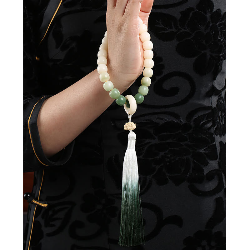 12mm Bodhi Seed Lotus Wisdom Wrist Mala Bracelet