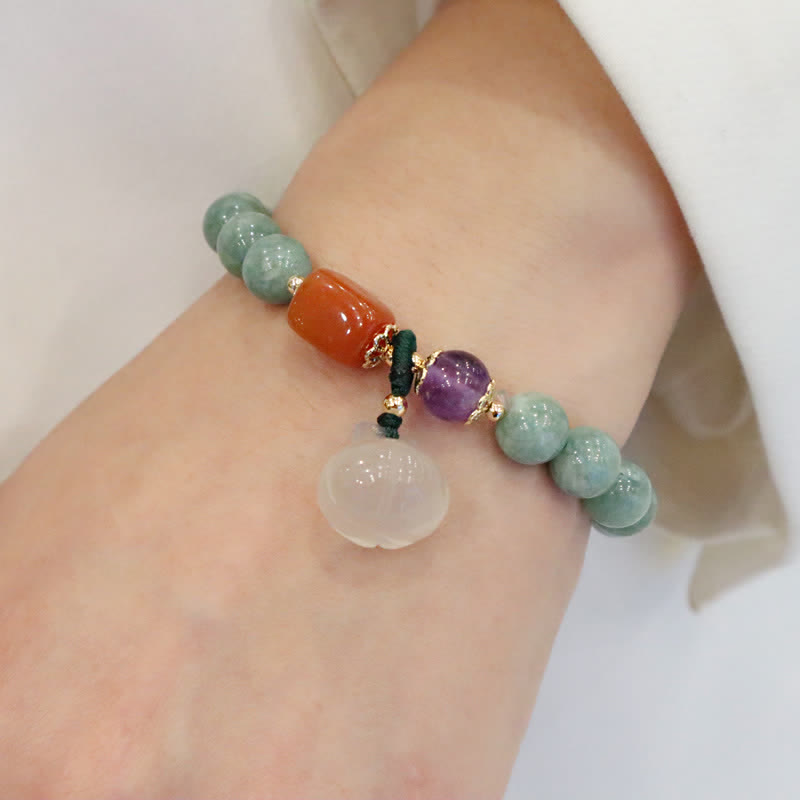 Healing Jade Bracelet with Cyan Jade & Amethyst for Harmony