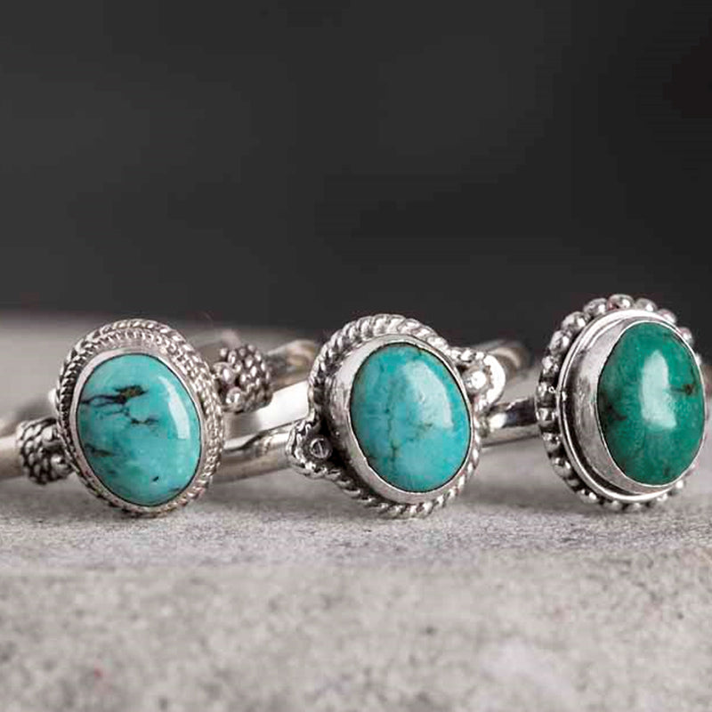 Adjustable Turquoise Ring 925 Sterling Silver Wisdom