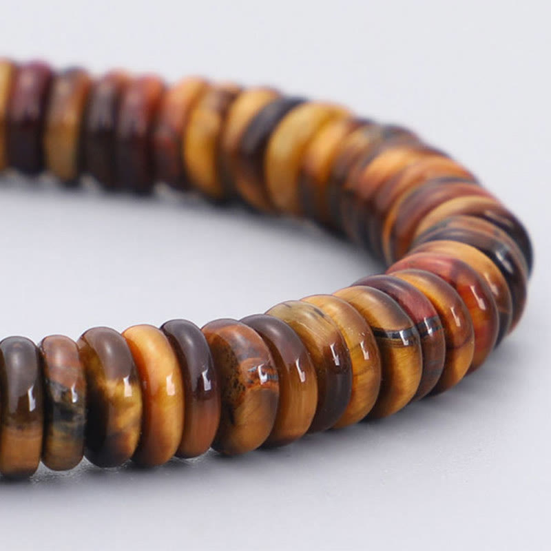 Unisex Tiger Eye Bracelet with Om Mani Padme Hum Protection Power