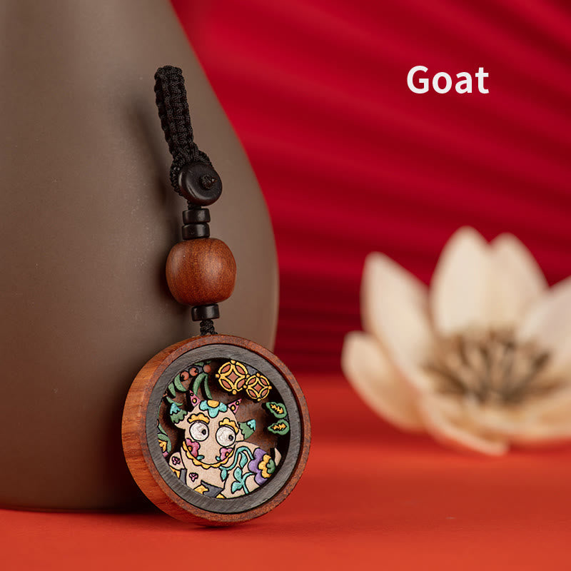 Rosewood Dragon Zodiac Key Chain for Calm & Protection