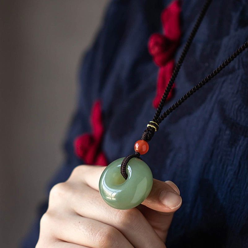 Natural Gray Jade Luck Necklace | Peace & Prosperity Pendant