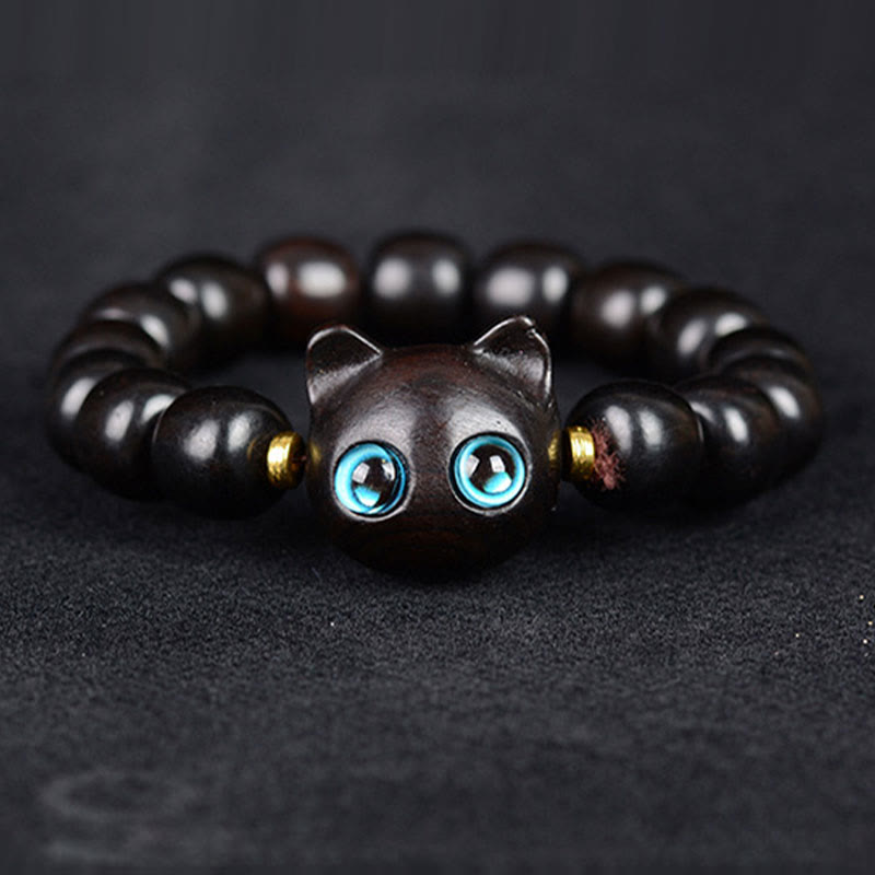 Ebony Wood Cat Balance Bracelet for Spiritual Protection