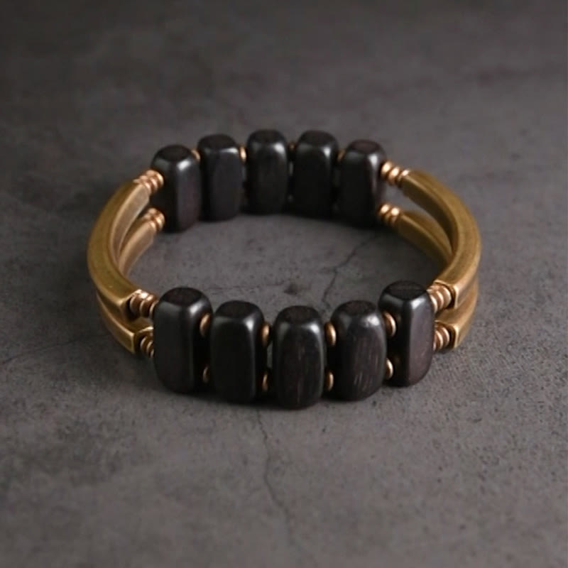 Ebony Wood Copper Double Layer Spiritual Bracelet Balance