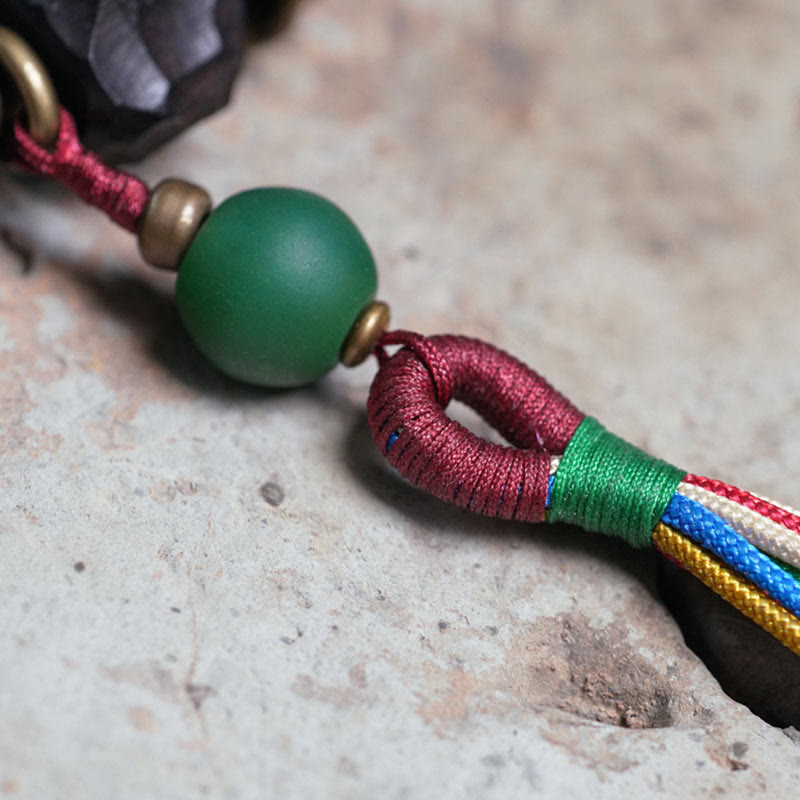 Ebony Wood and Copper Peace Wrist Mala Bracelet 15-18cm