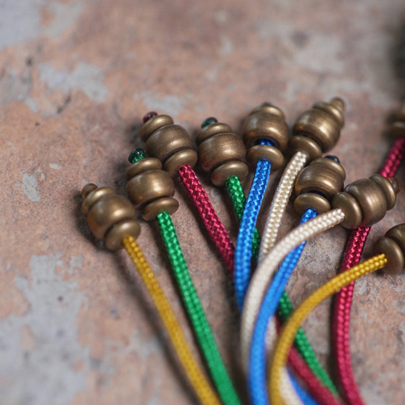 Ebony Wood and Copper Peace Wrist Mala Bracelet 15-18cm