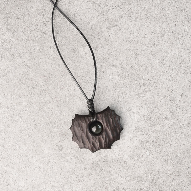 Ebony Wood Obsidian Irregular Shape Peace Calm Necklace