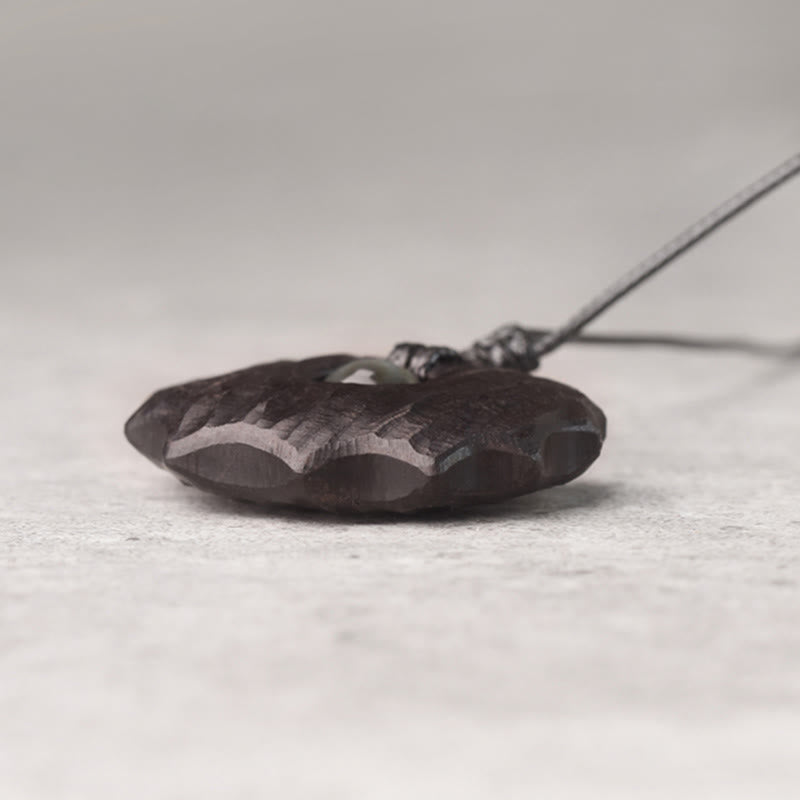 Ebony Wood Obsidian Irregular Shape Peace Calm Necklace