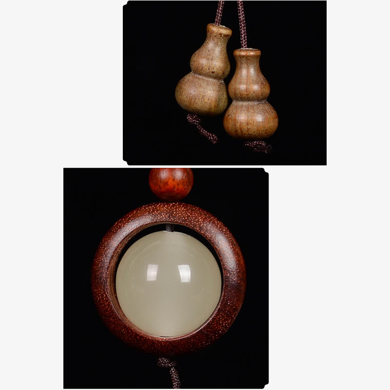 Ebony Wood Peace Key Chain | Red & Green Sandalwood Glow Beads