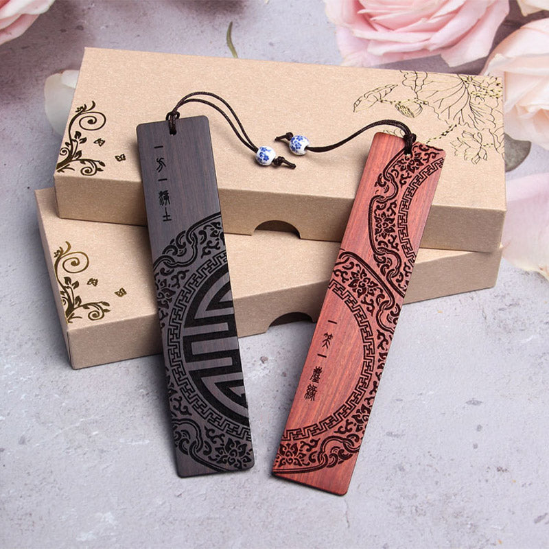 Ebony Wood Zen Bookmark with Red Sandalwood Gift Box