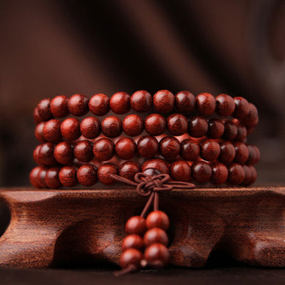 8mm Red Sandalwood 108 Beads Wood Mala Bracelet