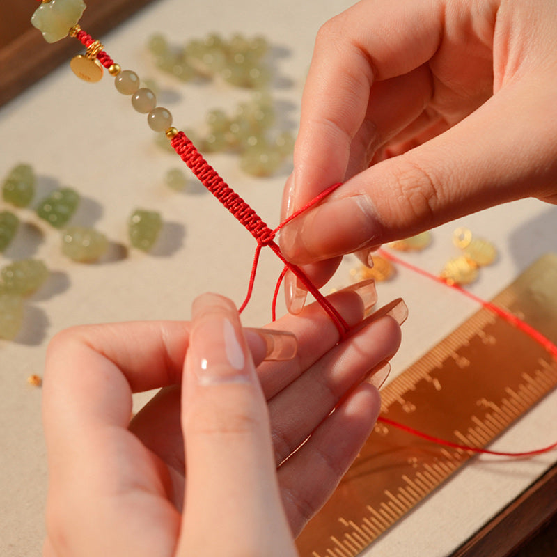 Unisex Hetian Jade Dragon Bracelet with Fu Character for Luck
