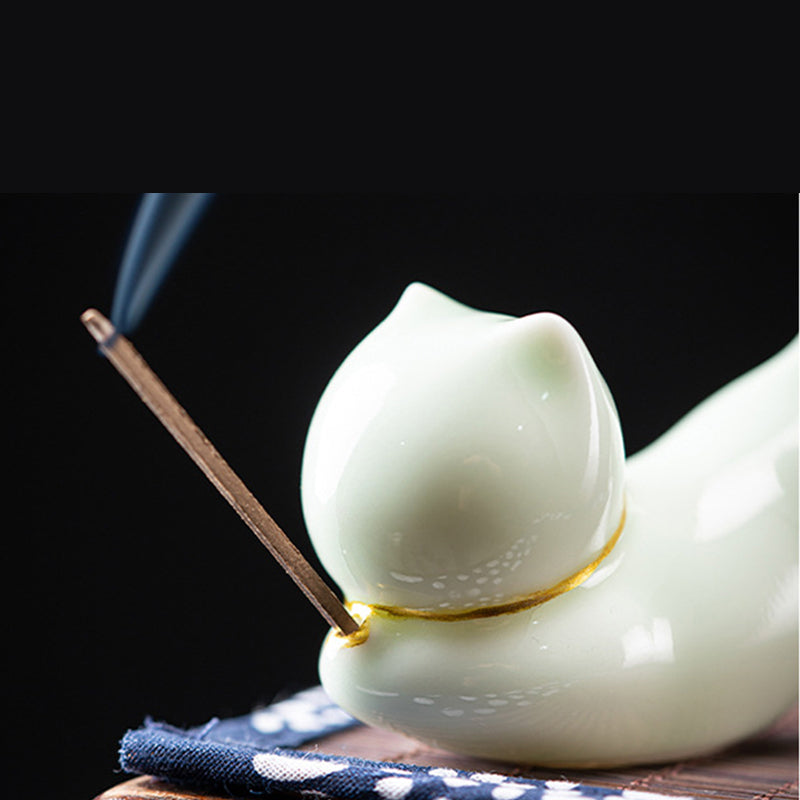 Ceramic Cat Panda Incense Burner | Blessing Decoration
