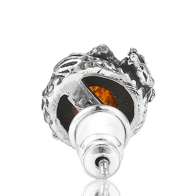 Sterling Silver Amber Dragon Success Stud Earring