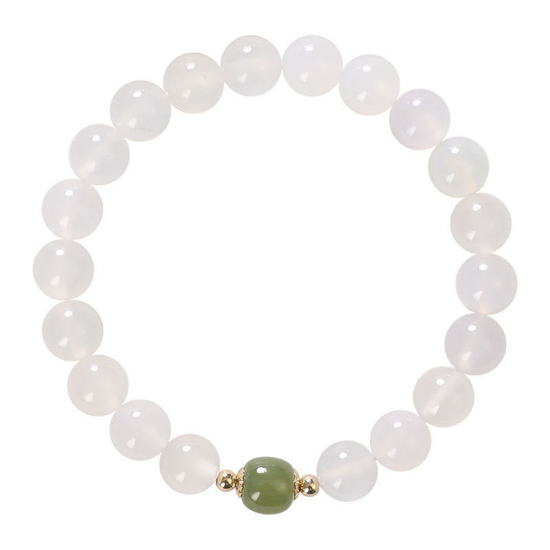 8mm White Agate Jade Luck Bracelet for Positivity