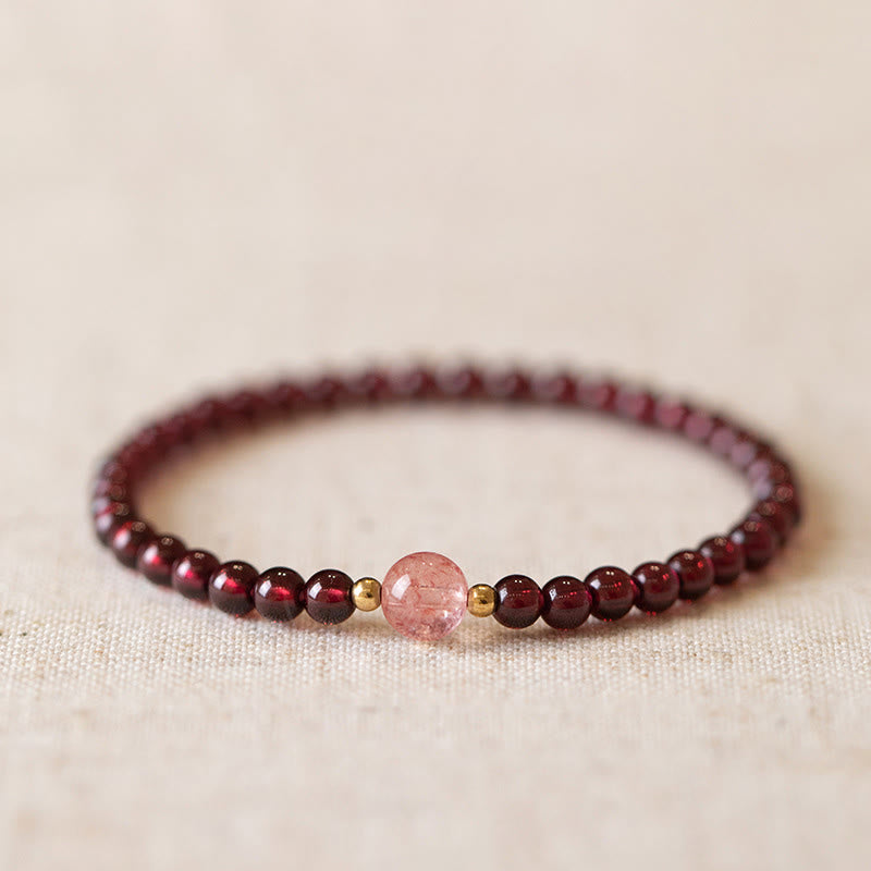 Garnet & Strawberry Quartz Calm Healing Bracelet