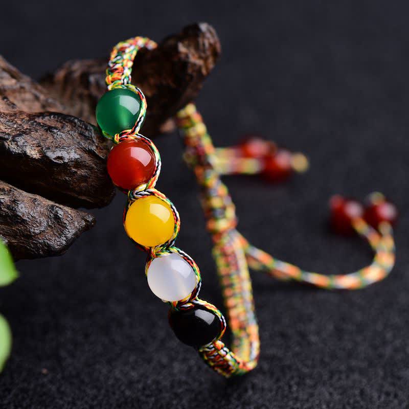 Colorful Agate Five Elements 8mm String Bracelet