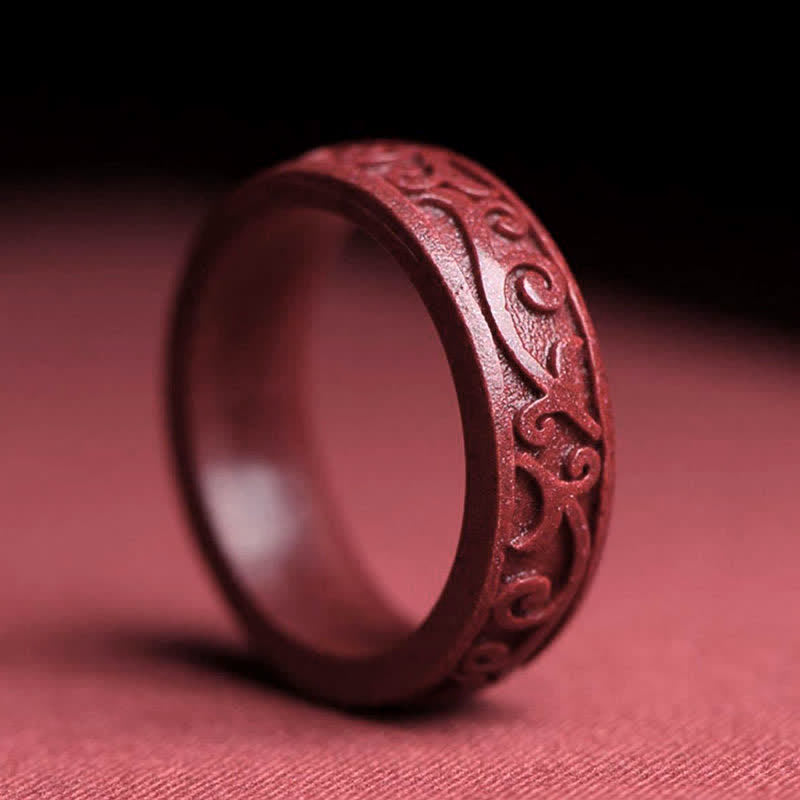 Unisex Cinnabar Om Mani Padme Hum Blessing Ring 17-22mm