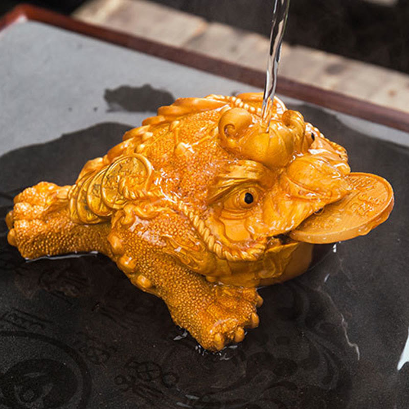 Color Changing Feng Shui Frog Resin Tea Pet Figurine