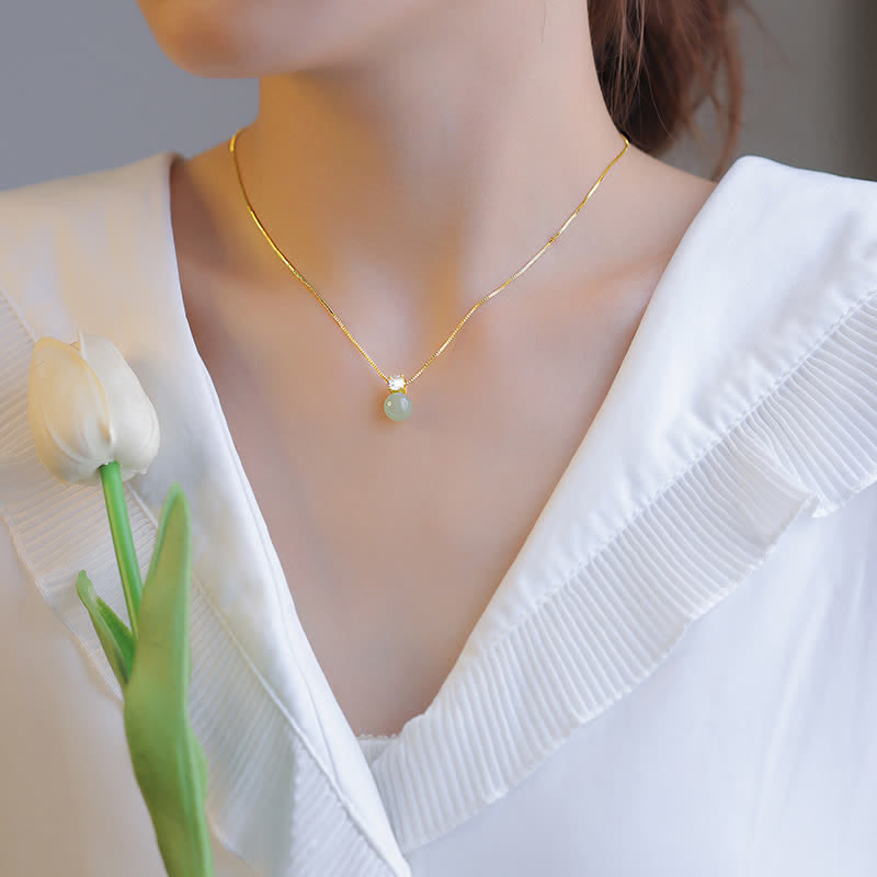 Lucky Bead Jade Prosperity Chain Pendant Necklace